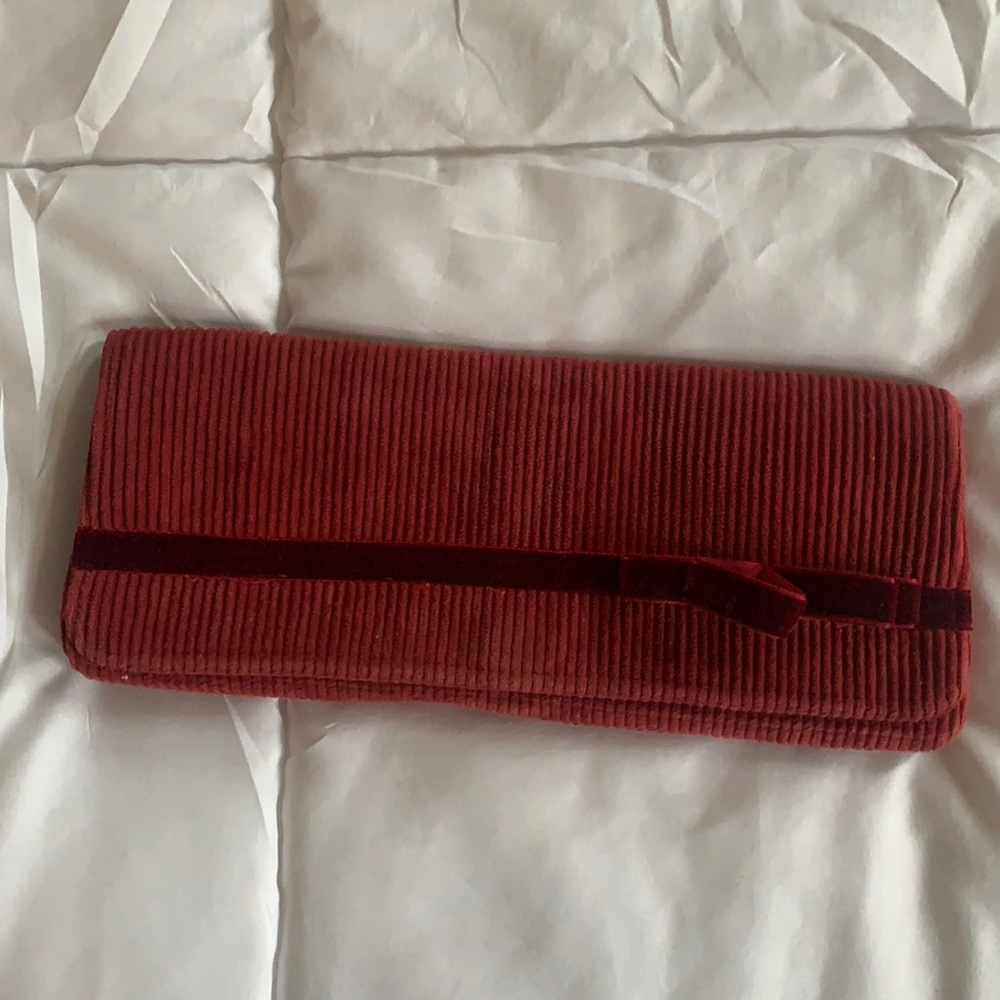 Deep red velvet/corduroy clutch